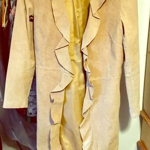 Tan leather long duster—in excellent condition!